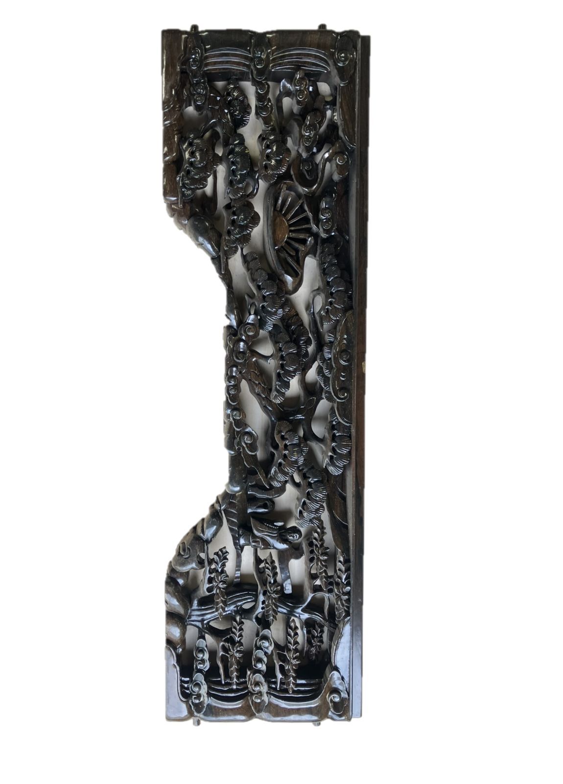 欄間黒檀彫刻　オブジェ　工芸品 美術品・アンティーク・コレクション B14 黒檀 欄間 彫刻