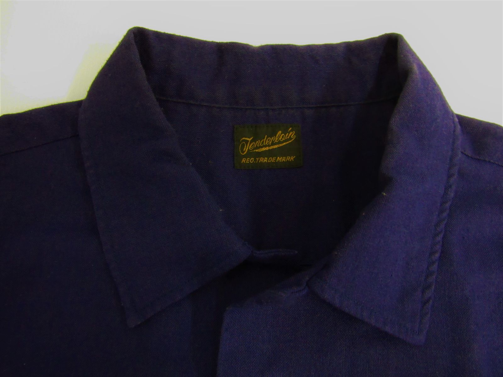 ★限定出品★ TENDERLOIN 半袖 シャツ ワーク ネイビー ブルー S テンダーロイン ワークシャツ 半袖 インクブルー S ワッペン 【公式通販】