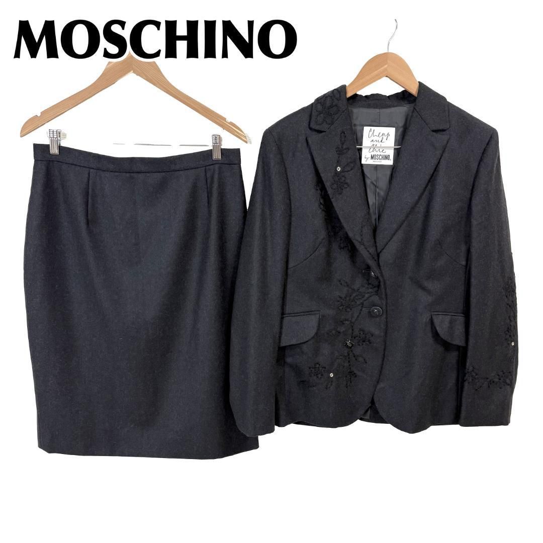 装飾虫ボタン MOSCHINO 刺繍スカートスーツセットアップ I48