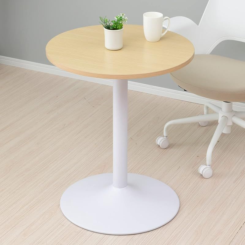 【特価商品】[山善] テーブル カフェテーブル 丸 幅60×奥行60×高さ70cm 机 ラウンドテーブル 丸テーブル オフィス 休憩室 組立品 ナチュラル/サンドホワイト MFD-R600(GNA/SWH)