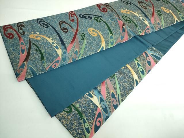 平和屋本店□極上 西陣 白綾苑大庭 六通柄袋帯 立波文 金糸 共箱付き