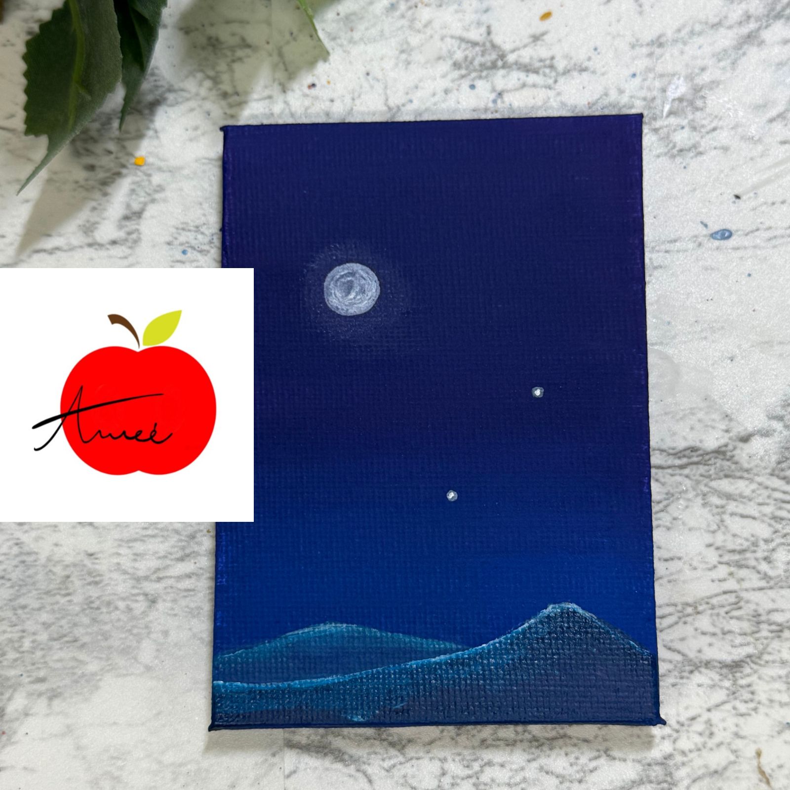 星がある日の空 アクリル絵画 ハンドメイド インテリア