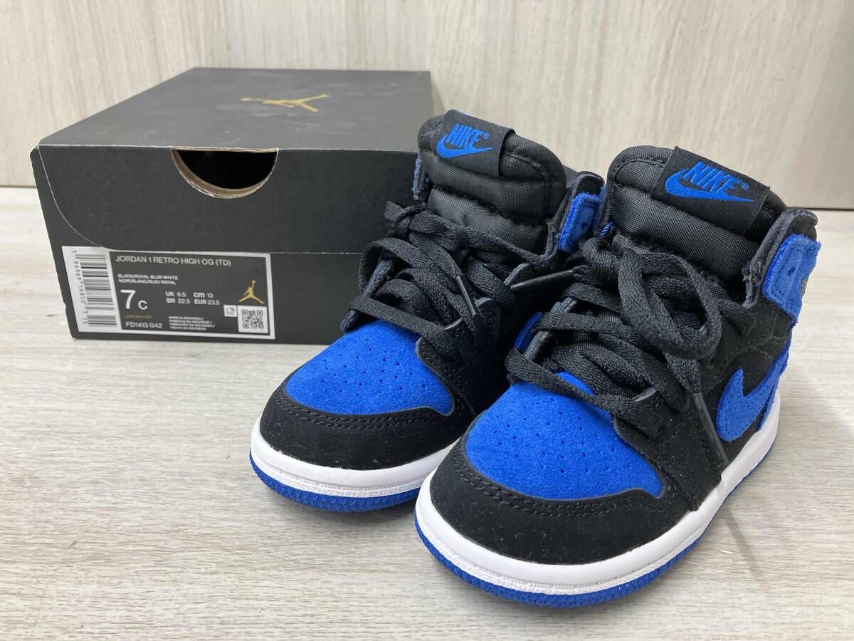 NIKE スニーカー FD1413-042 JORDAN 1 RETRO HIGH OG TD サイズ表記13cm 青 黒 ブルー ブラック き