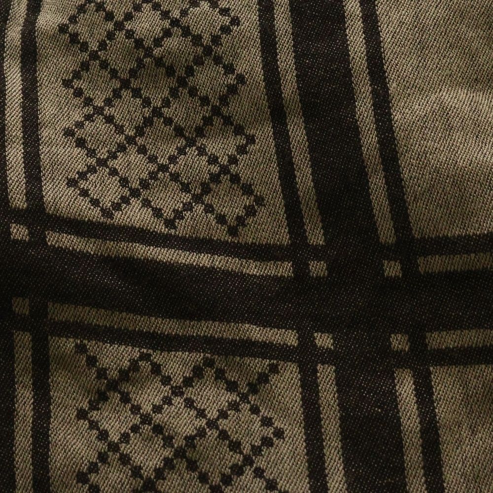 GUCCI グッチ ファー付きストール GG柄 マフラー ブラウン ブラック ウール×シルク