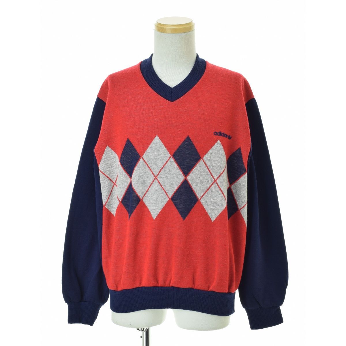 70s adidas アクリルニットセーター　アーガイル　フランス製 70s adidas アクリルニットセーター アーガイル フランス製
