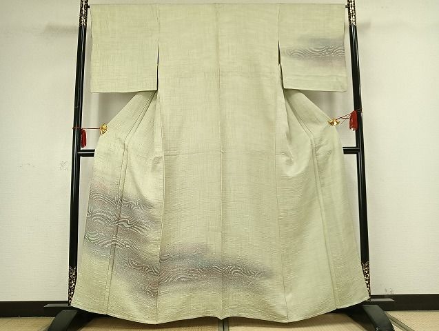 平和屋着物▽訪問着　単衣　横段文　暈し染め　正絹　逸品　AABB2357fy 平和屋着物▽訪問着 単衣 横段文 暈し染め 正絹 逸品