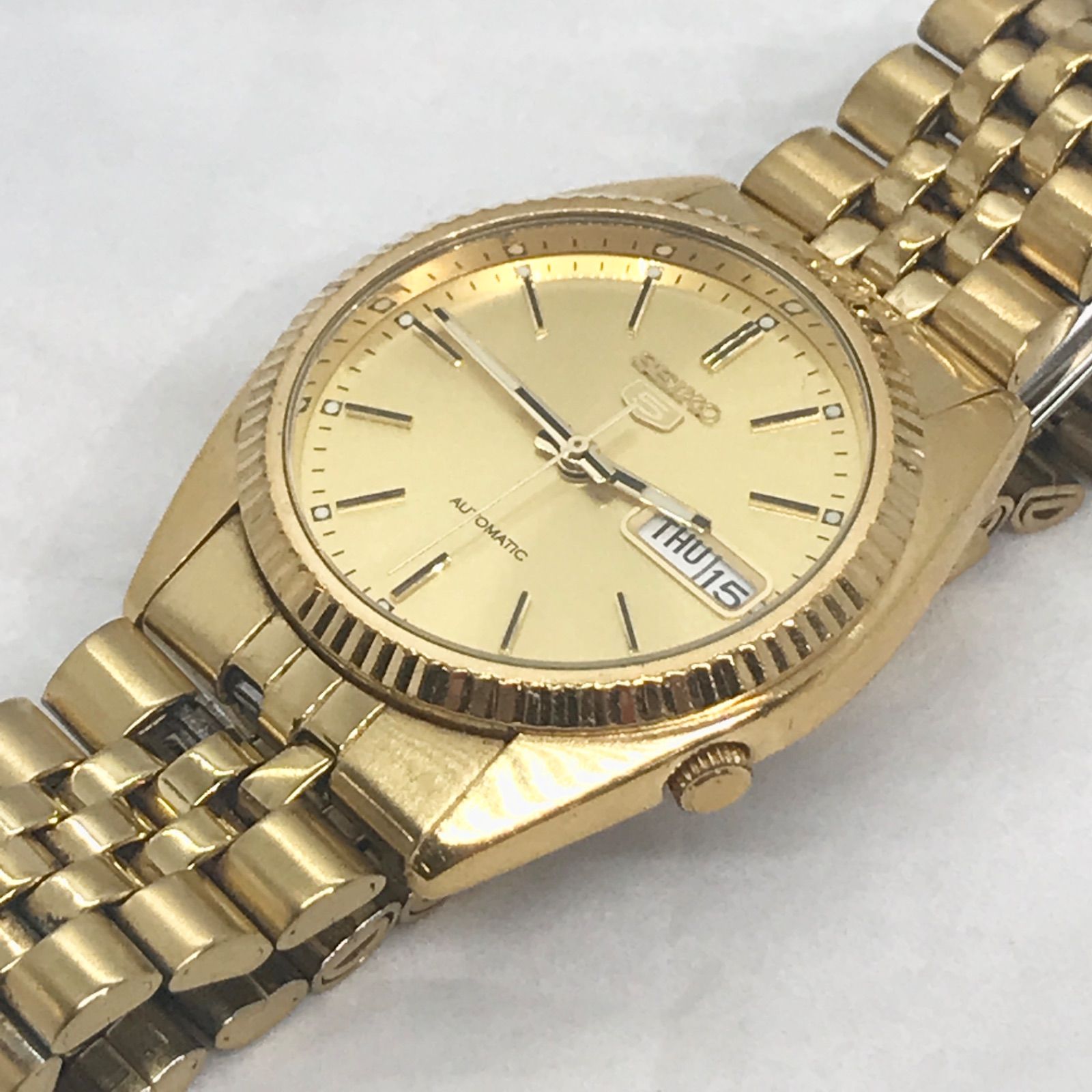 稼働品 SEIKO セイコー SEIKO5 自動巻き メンズ 腕時計 デイデイト 7S26-3110 ゴールド