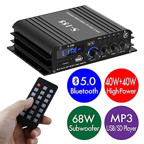 2.1chオーディオアンプ 40W＋40W＋68W 重低音 サブウーファー