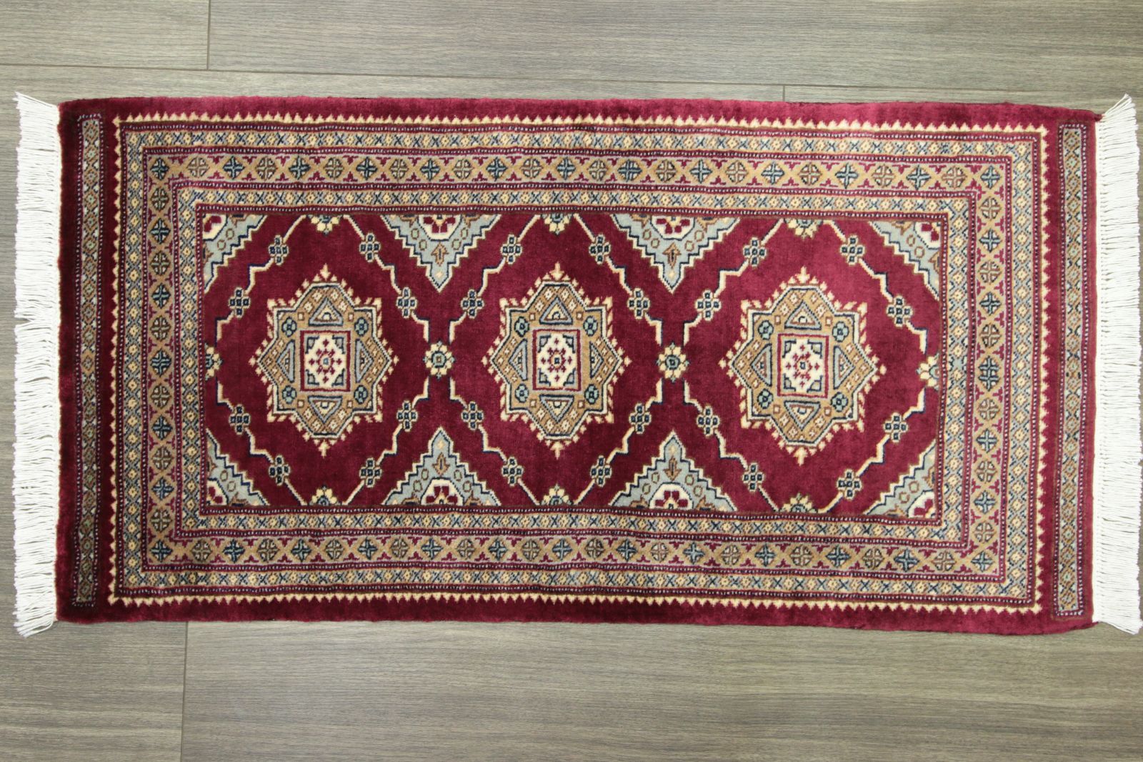 最高級カーペット パキスタン手織り絨毯 玄関マット 54x106cm ＃122