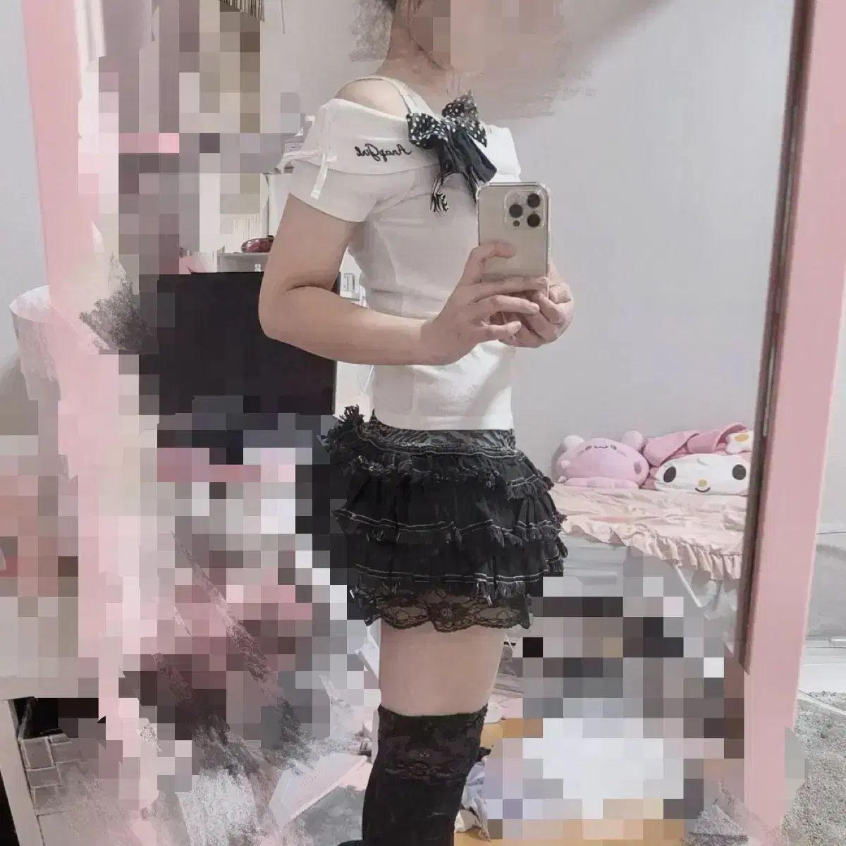 リボンブローチ ギャル ロイヤル トップス ブラック コーディネートセット