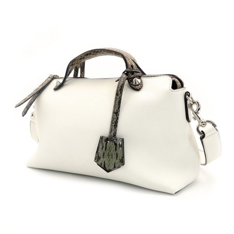 フェンディ FENDI バイザウェイ ミディアム オフホワイト ハンドバッグ 2way レザー パイソン ショルダー 7-6-572 DECORATOM_COM_BR