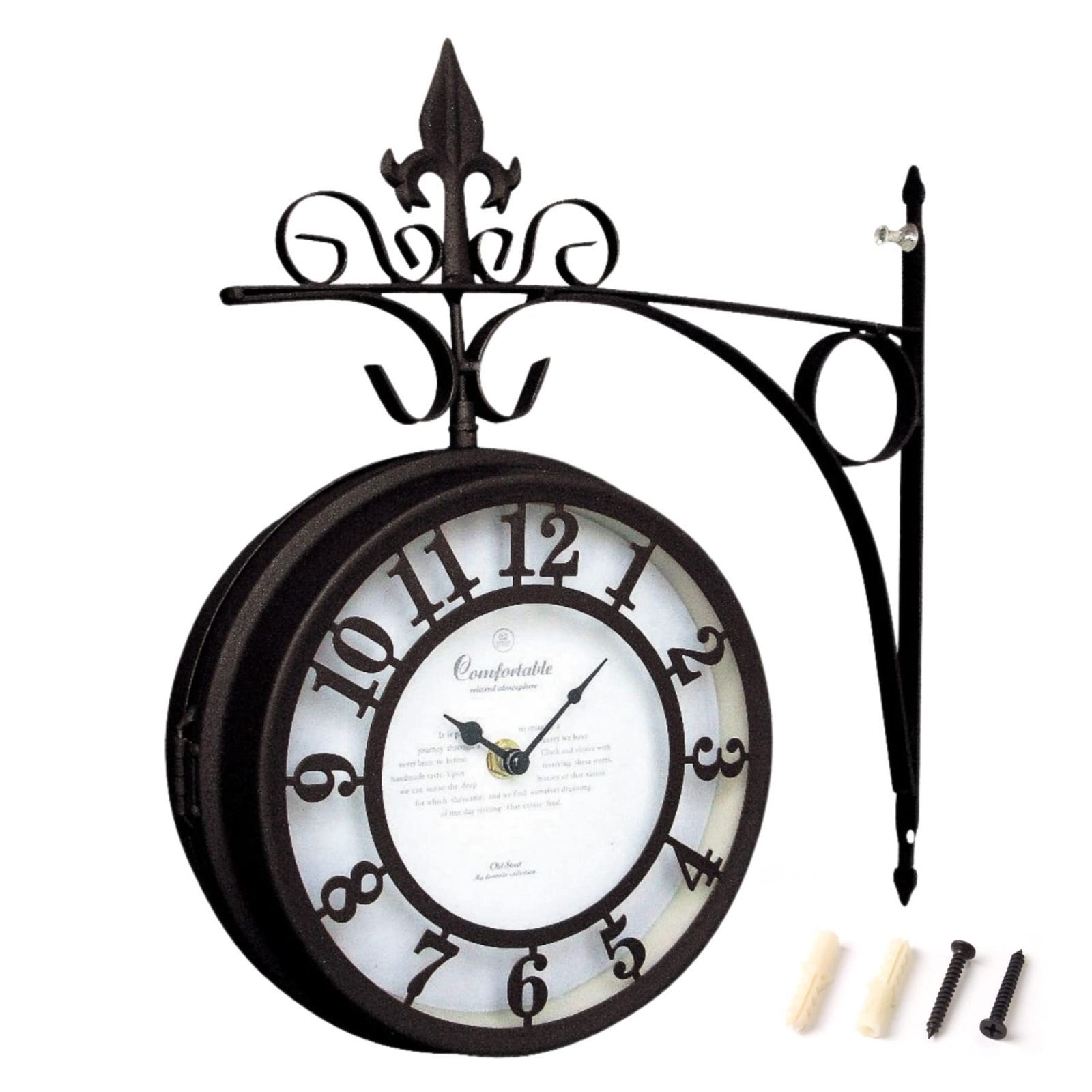 SPICE OF LIFE スパイス 壁掛け両面時計 OLD STREET ブラウン ホワイト 直径30cm NHE801LBRSW SKLAD-KIRPICHA_RU