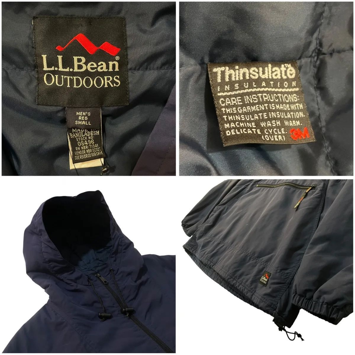L.L.Bean Outdoors アノラックパーカー パッカブル 中綿入り 紺 S-REG 