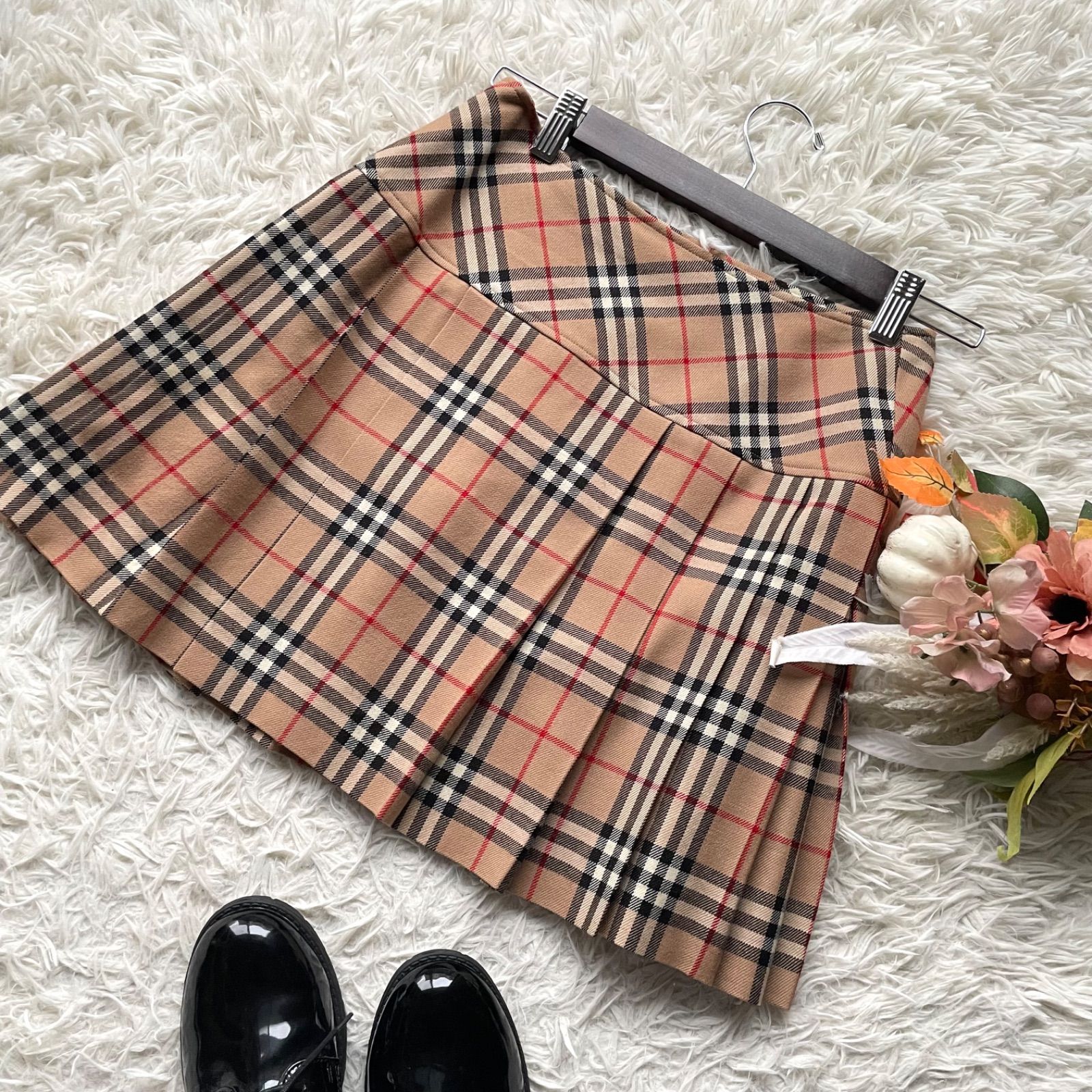 バーバリーブルーレーベル ノバチェックプリーツミニスカート 安室奈美恵さん着用モデル 38 ベージュ y2k