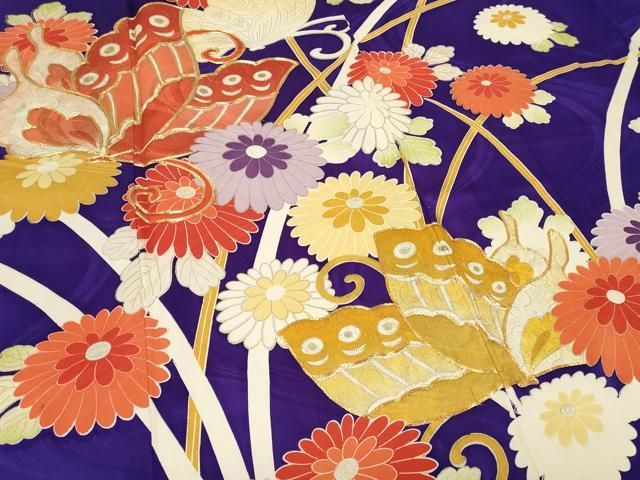平和屋着物□豪華振袖 駒刺繍 花蝶文 金彩 正絹 逸品 CAAV4178in