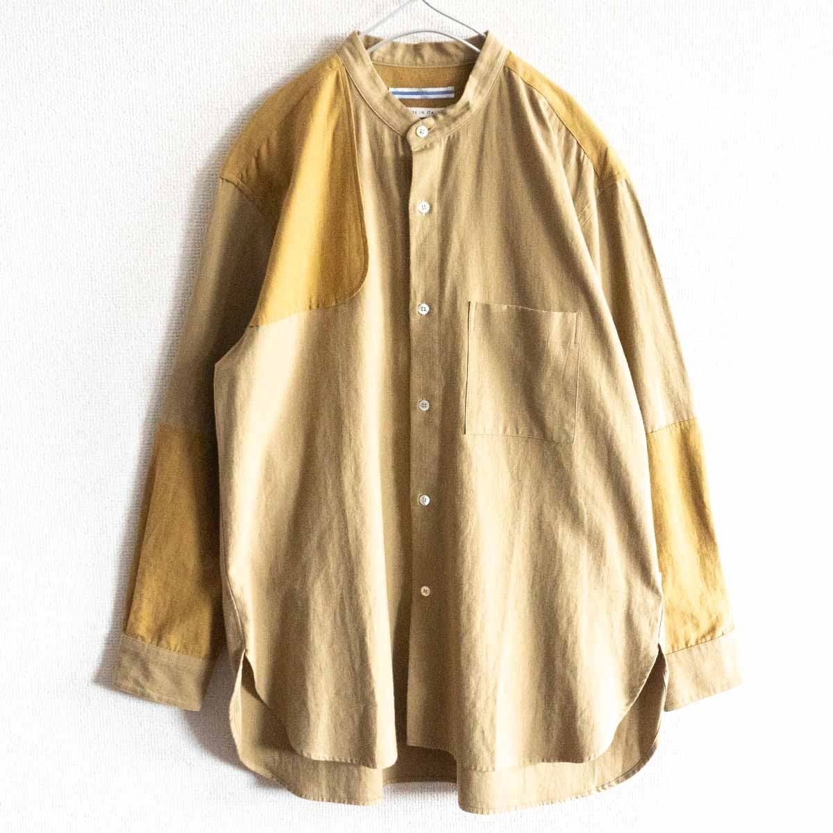 【極美品】CristaSeya 【 PATCHED Mao Shirt】M コットン リネン シャツ クリスタセヤ 2405282