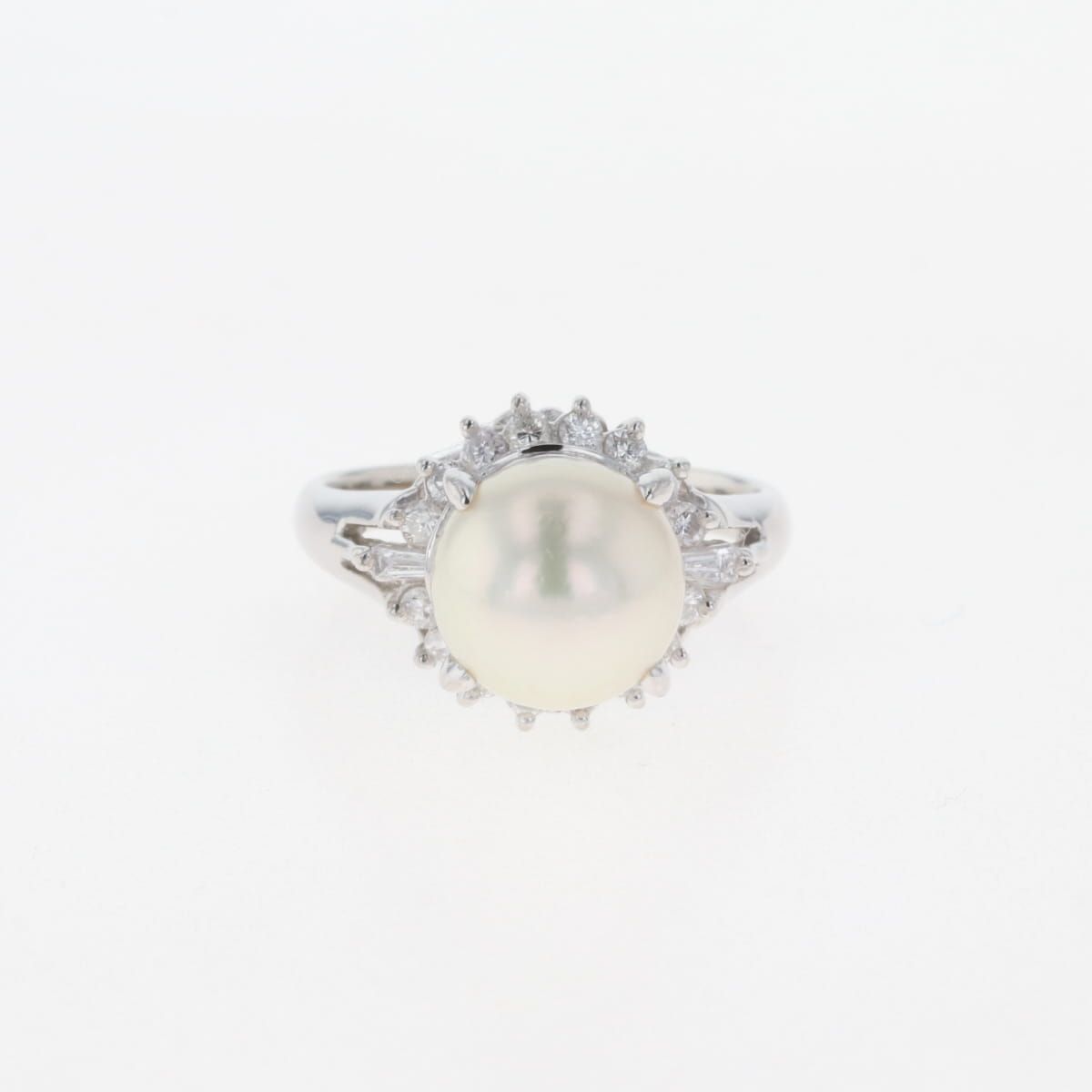 在庫一掃】 パール デザインリング プラチナ 指輪 メレダイヤ 真珠  