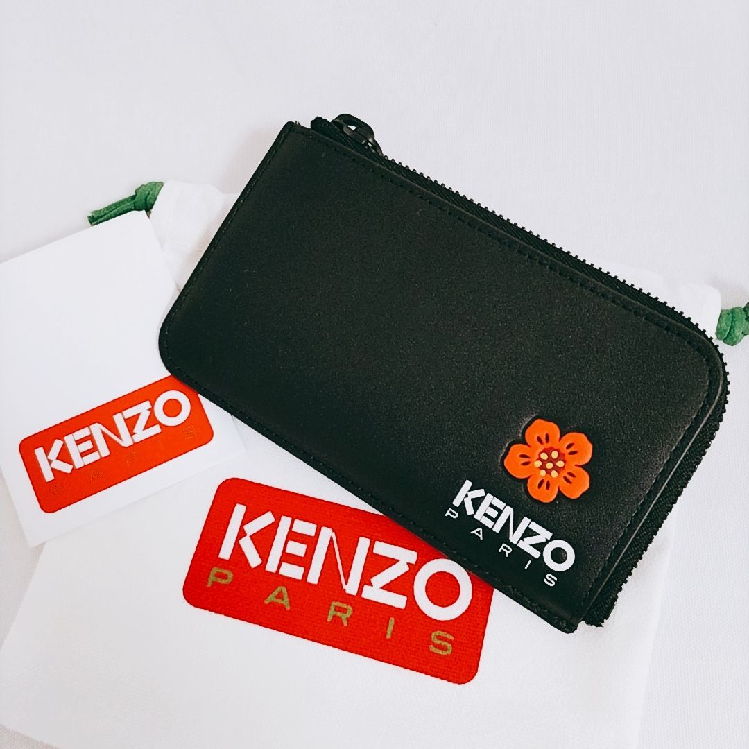 新品未使用】KENZO BOKE FLOWER レザー ジップ カードホルダー  
