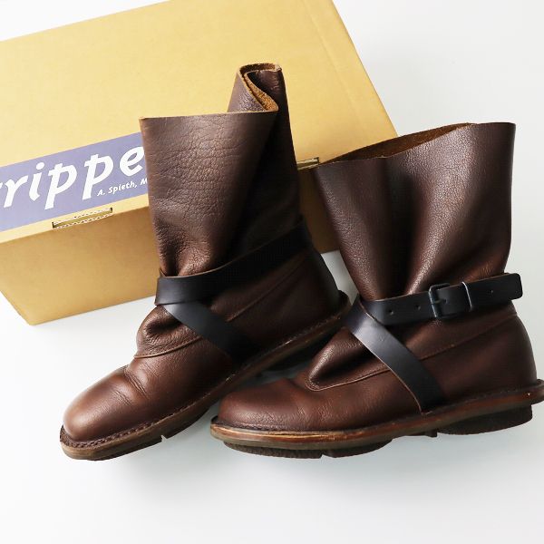 trippen トリッペン fold レザー ベルト付き ミドルブーツ 36/ブラウン 