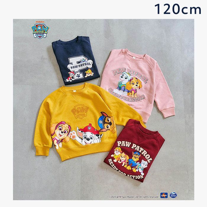 【2025秋冬新作】 パウパトロール トレーナー スウェット 長袖 パウパト パウ・パトロール PAW Patrol 男の子 女の子 プリント 男女兼用 コットン 裏毛 ネイビーブルー ピンク イエロー アプレレ トレーナー