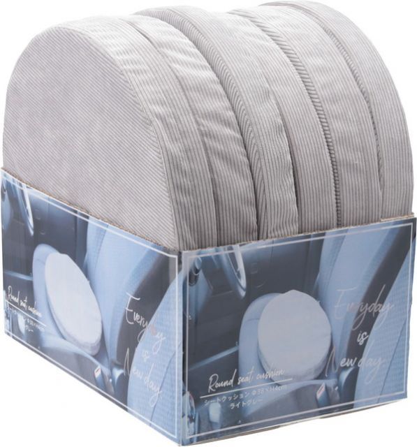 【まとめ】シートクッション　コーデュロイ　Φ３８×Ｈ４ｃｍ　ライトグレー 【×6セット】