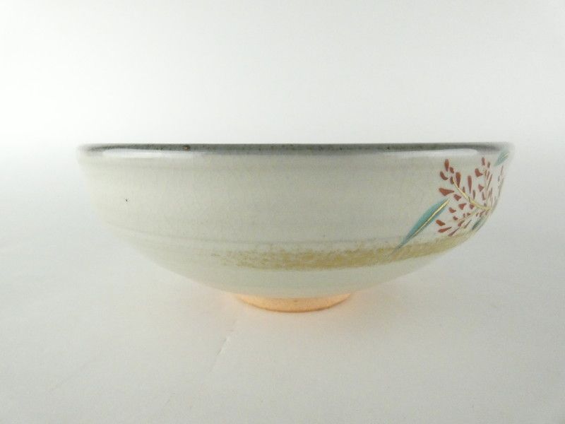 平安 橋本紫雲 造「乾山写秋草文 茶碗」共箱 高さ 約5.5cm