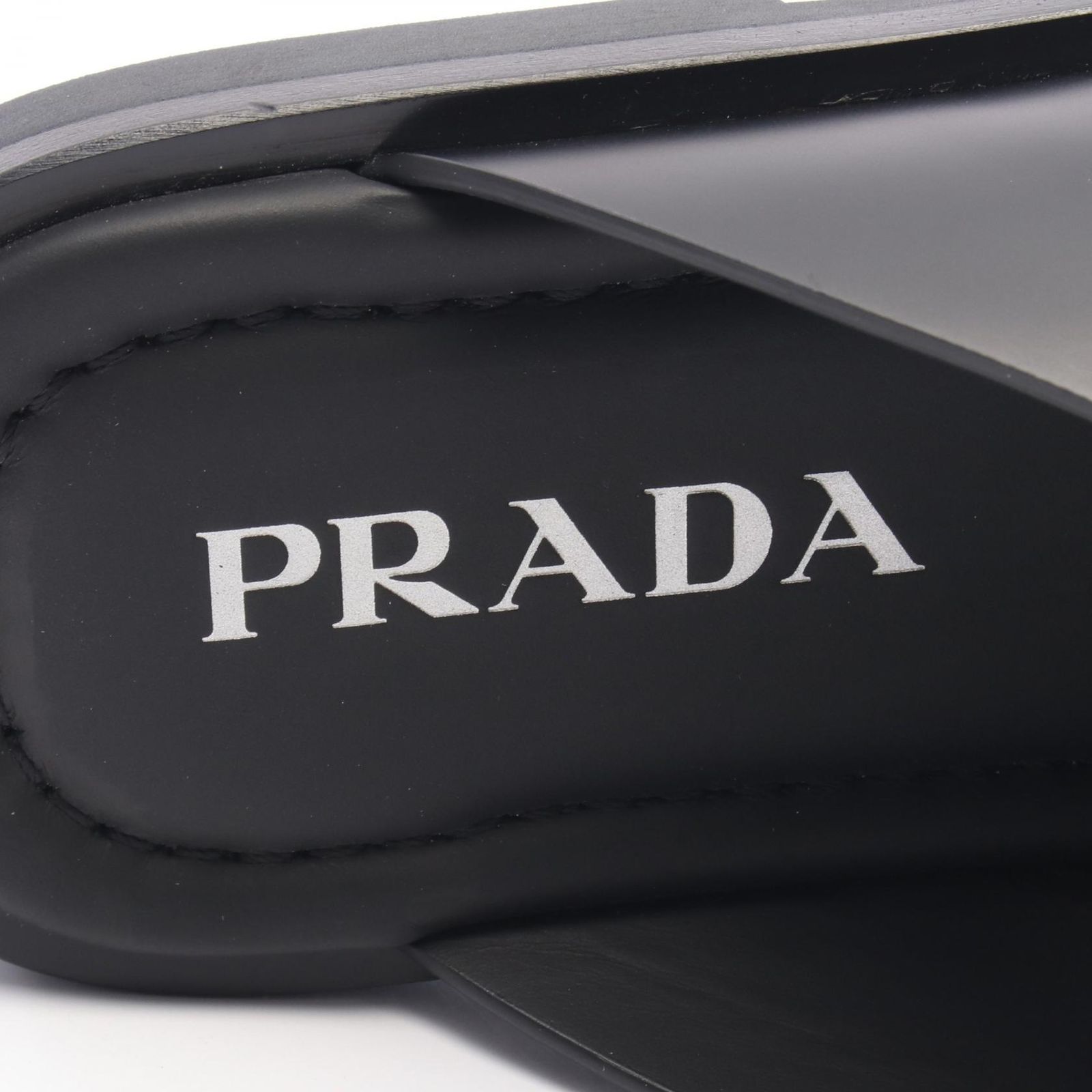 プラダ PRADA クロススライドサンダル ロゴ ブラック　8 1/2 プラダ PRADA サンダル クリスクロス 2X3081 ブラック レザー