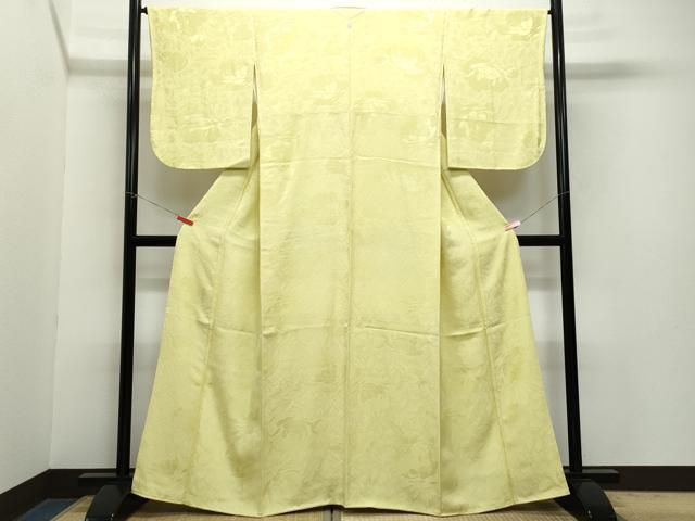 平和屋着物●上質な色無地 牡丹地紋 淡香色 正絹 CAAZ0959vf