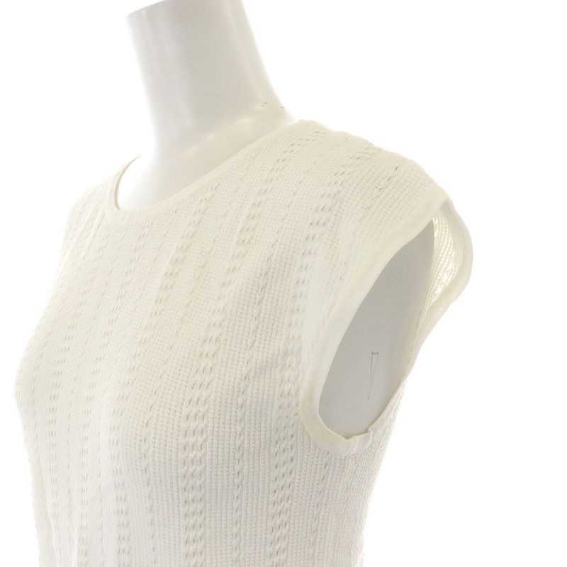 theory 20SS CREPE KNIT ニット　スカート　セットアップ　白 セオリー theory EYELET STRIPE SHEL CREPE KNIT ニット