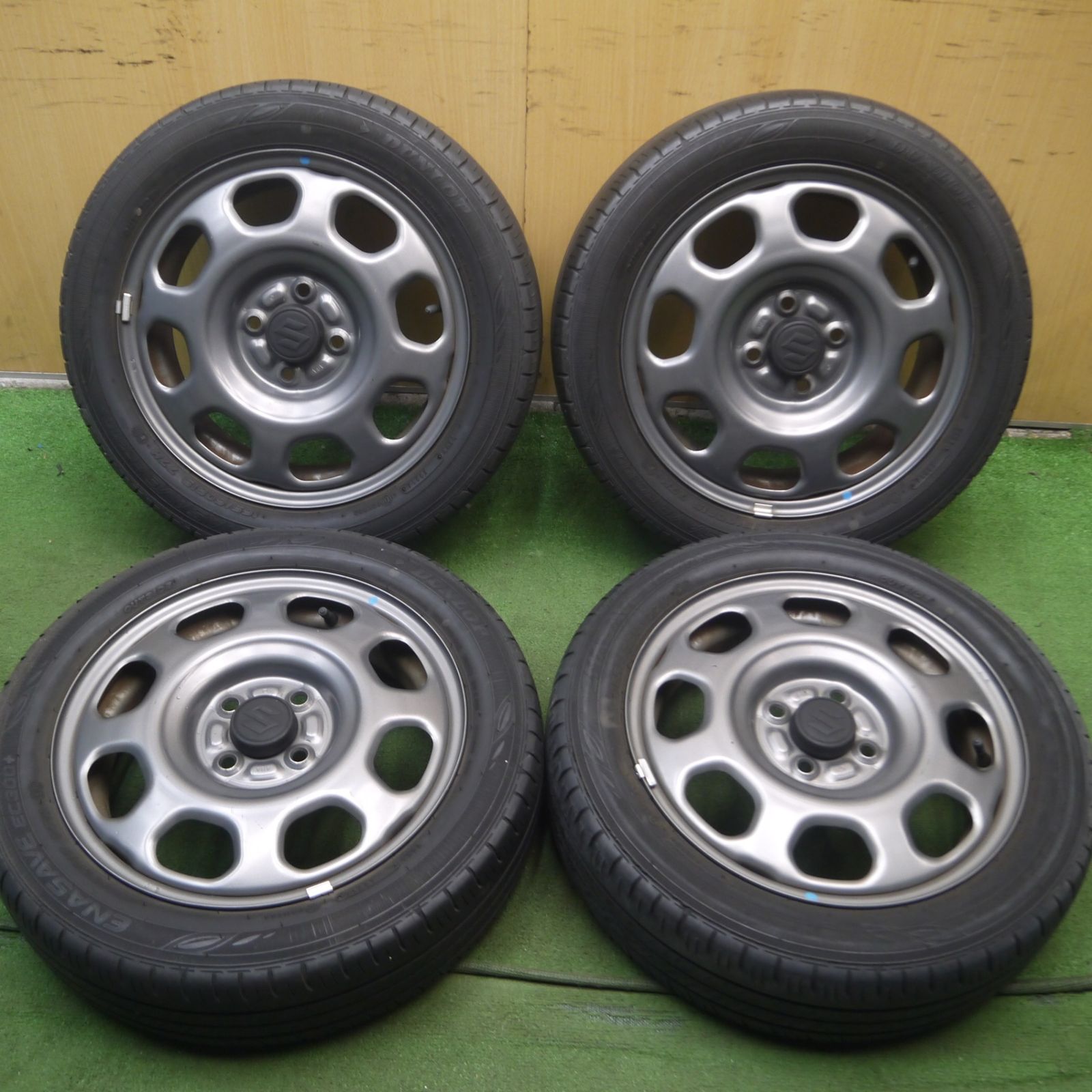 *送料無料* 4本価格スズキ ハスラー 純正 スチール 165/60R15 ダンロップ エナセーブ EC300+ 15インチ PCD100/4H4072305Hノ