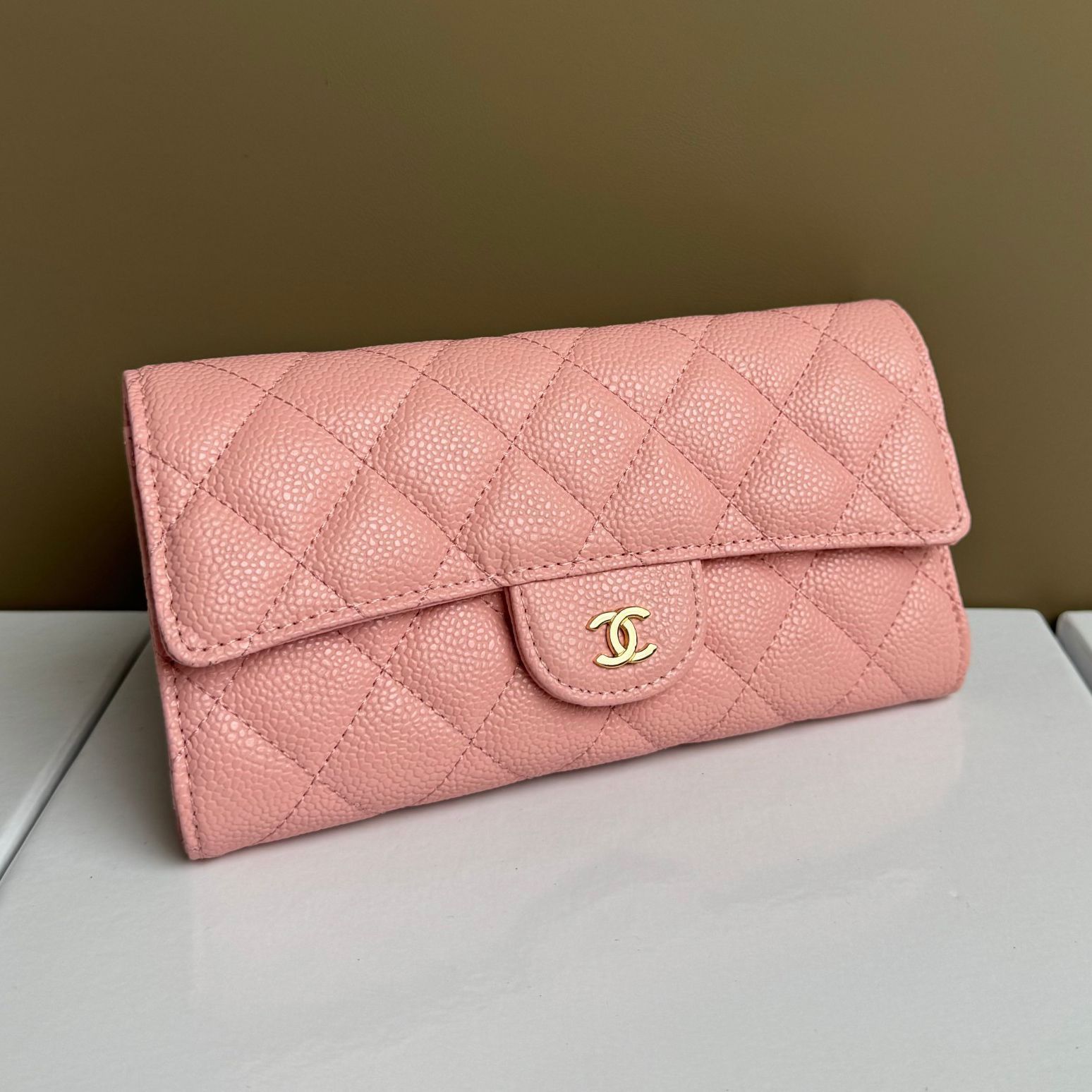 Chanel 長財布 ピンク キルティング