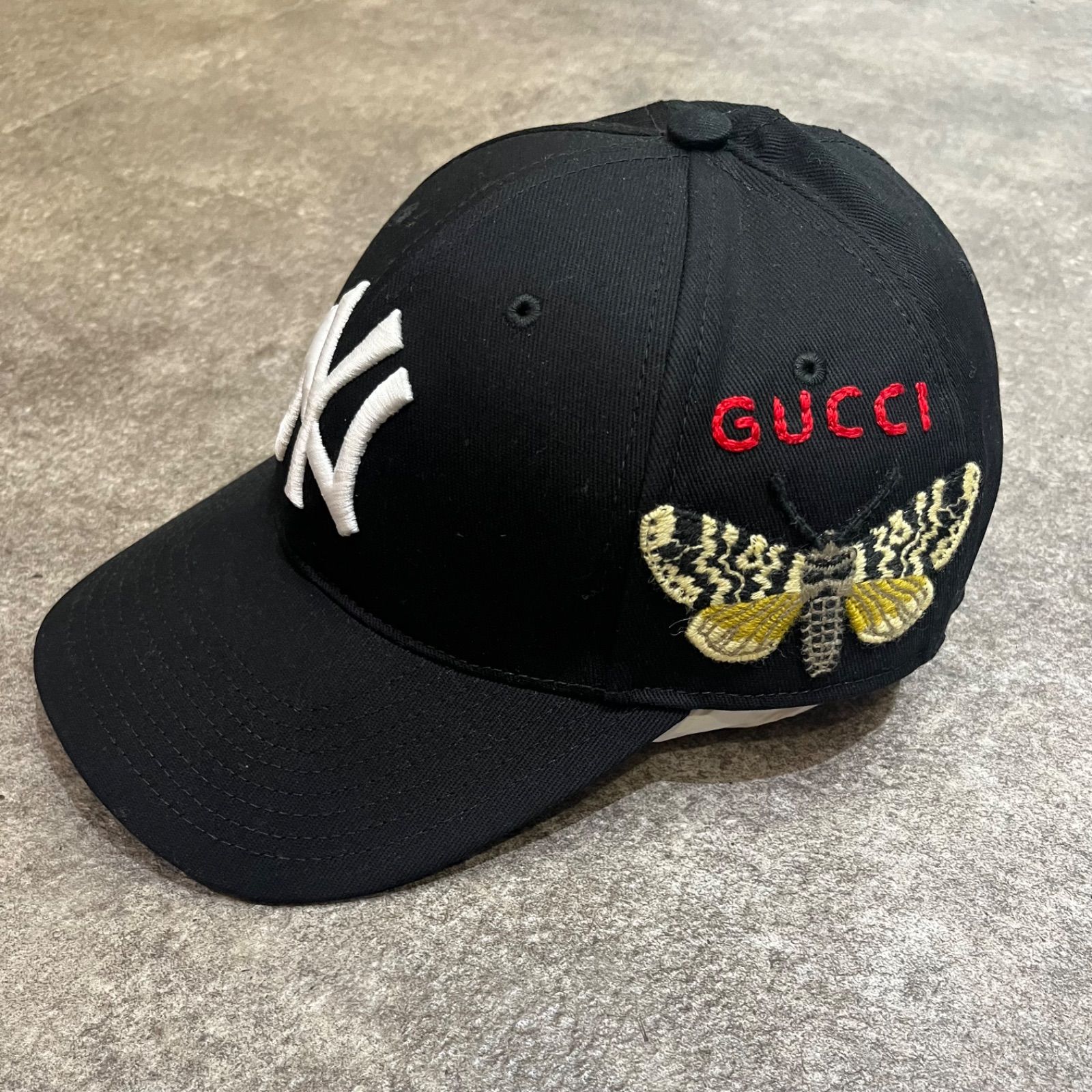 美品 グッチ NYヤンキース キャップ 帽子 バタフライ 蝶 GG