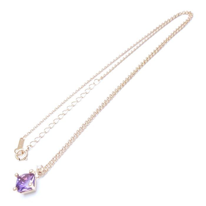 4℃ ヨンドシー アメジスト ネックレス ダイヤモンド K18PG