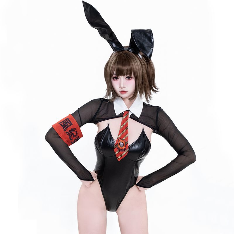 風紀バニーガール コスプレ衣装セット シアートップス＋連体