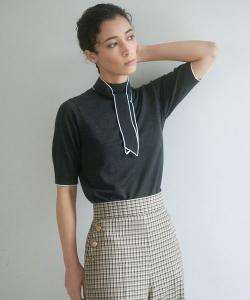 cD 60 ANAYI ロロ ピアーナ ボウタイ ボウタイニット セーター Loro Piana ハイネック 定価25 300円