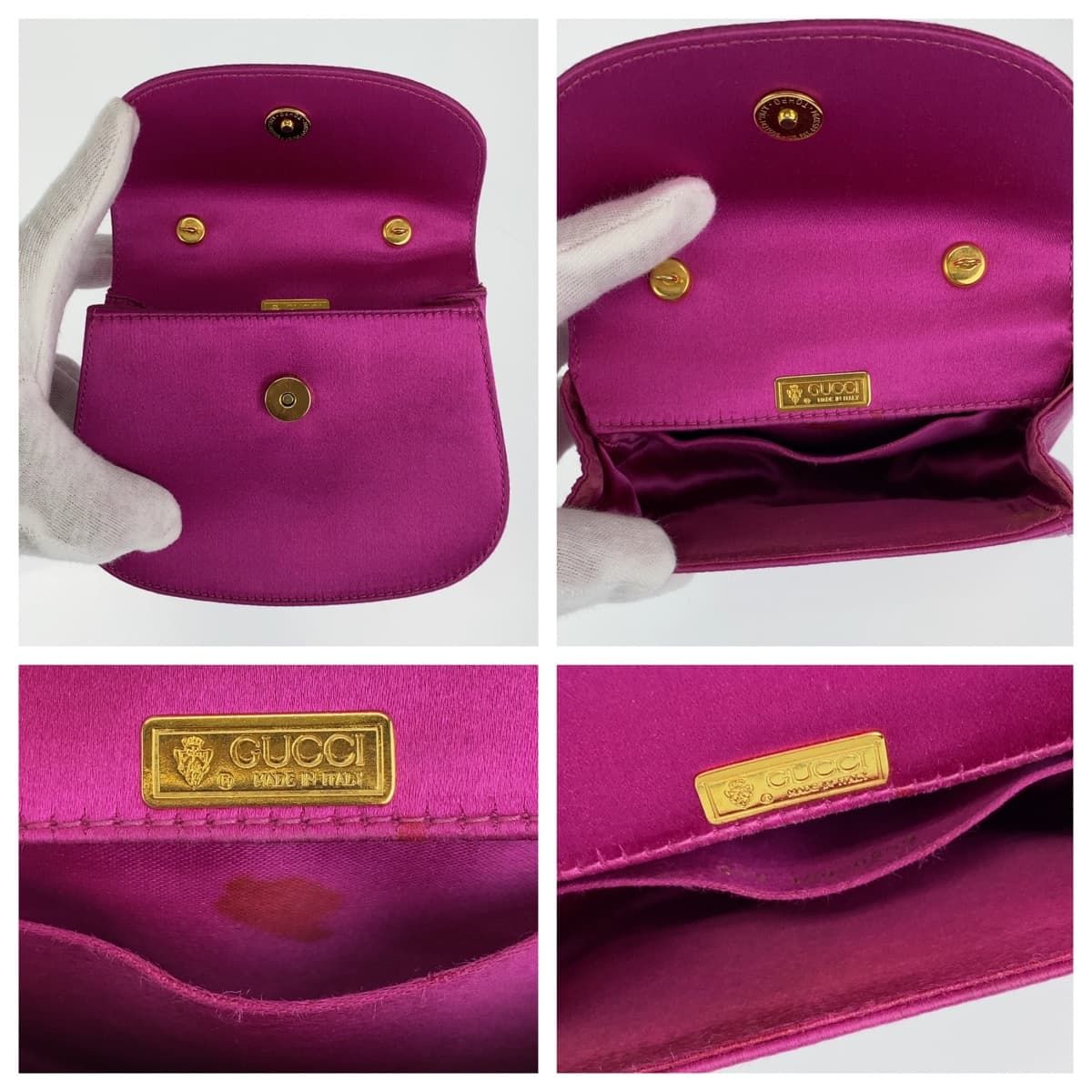 希少 GUCCI グッチ ヴィンテージ バンブー 紫 サテン ミニバッグ 希少 GUCCI グッチ ヴィンテージ バンブー 紫 サテン ミニバッグ