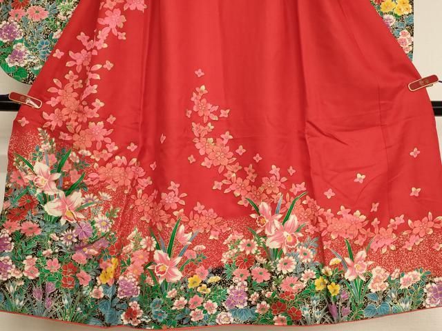 平和屋着物[]七五三 女の子 3歳 祝着 三つ身 花蝶文 金彩 逸品