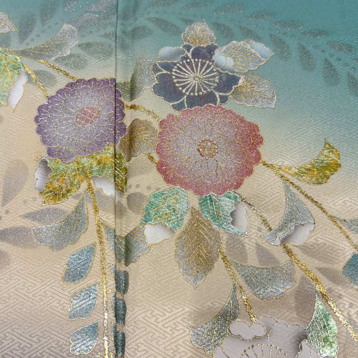 厳選◆美品◆辻が花模様◆訪問着◆袷◆広襟◆裄長◆金彩◆裄67丈155 訪問着 身丈160.5cm 裄丈63cm S 袷 辻が花柄 銀通し 金彩 小豆色