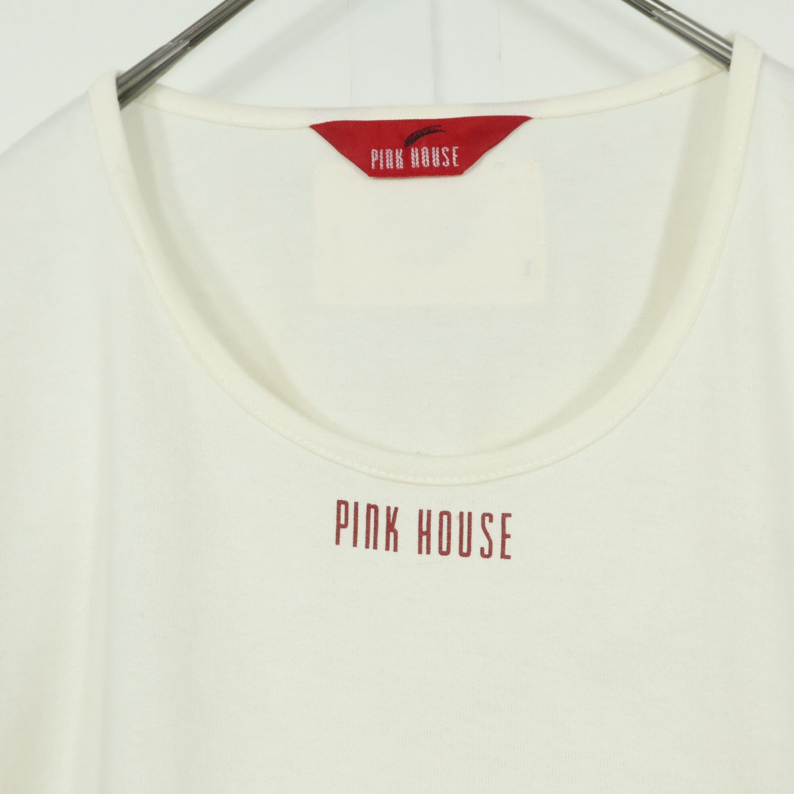 売れ筋商品|||ピンクハウス★クマ付きTシャツ 半袖カットソー サイズM 白系 ワッペンいっぱい♪z12562 ピンクハウス☆クマ付きTシャツ 半袖カットソー サイズM 白系