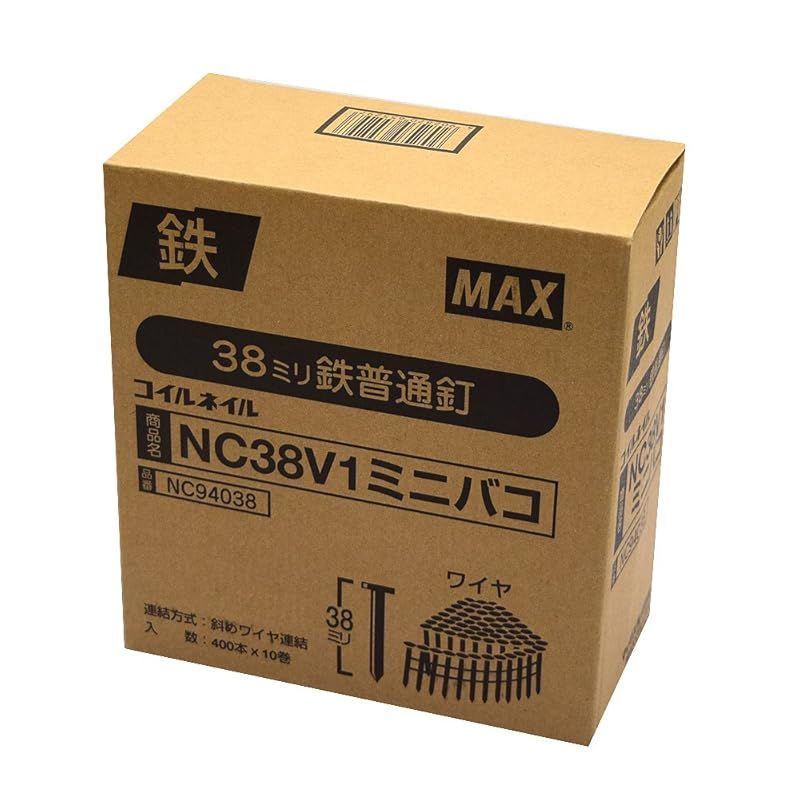 マックス ワイヤー連結ななめ釘 NC38V1 ミニ箱 10巻 1