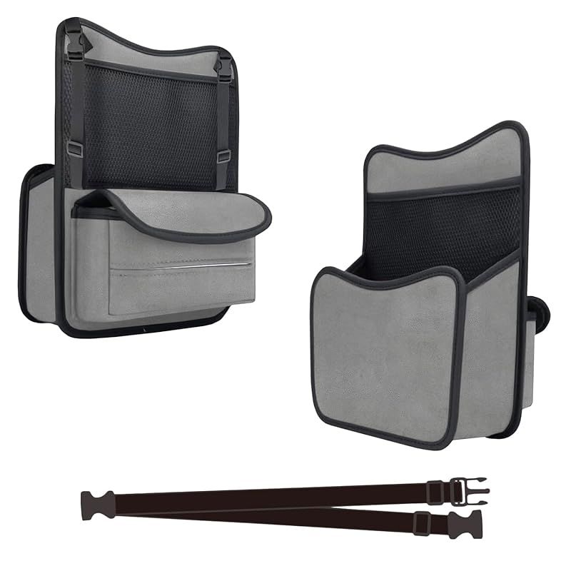 【新品】 [Next Joy] シートバックポケット スエード調 車 後部座席収納ポケット 車用収納 隙間収納 車用ソフトパックティッシュ 小物入れ 両面収納 取付簡単 (グレー) 1