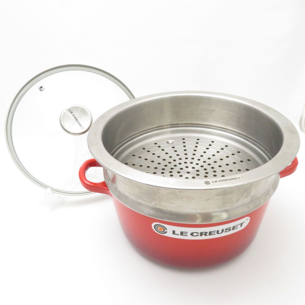Le Creuset ルクルーゼ ココットロンド 両手鍋 鋳物ホーロー 22cm スチーマー付 料理 調理器具 SU13143J1