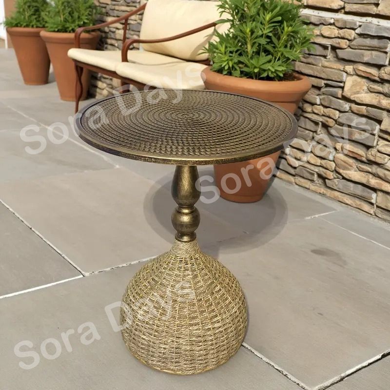 モルガナ　楕円形アイアンサイドテーブル 金属製 アンティーク風 モルガナ 楕円形アイアンサイドテーブル 金属製 アンティーク風