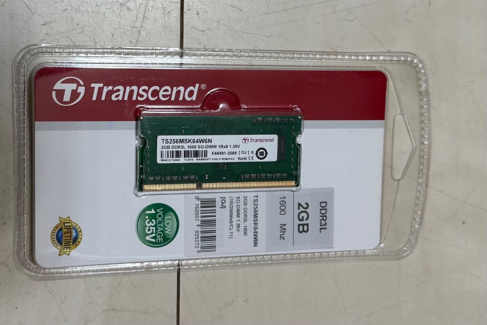 Transcend ノートPC用メモリ PC3L-12800 DDR3L 1600 2GB 1.35V