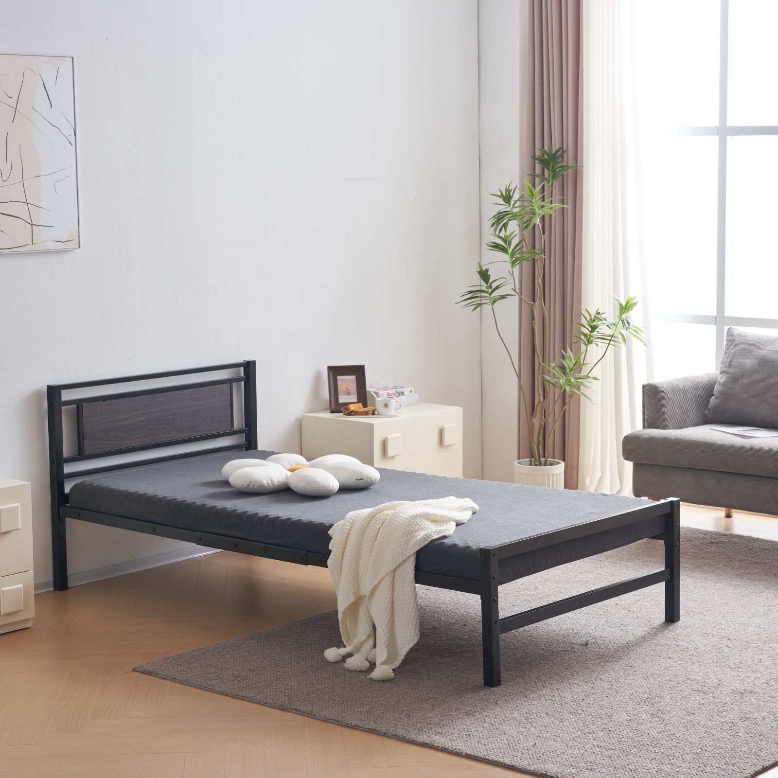 価格 NANAMIパイプベッド シングル ベッド 宮 三段階高さ調整可 スチール 耐震 ベッド北欧風 子供部屋 ブラック BLACK