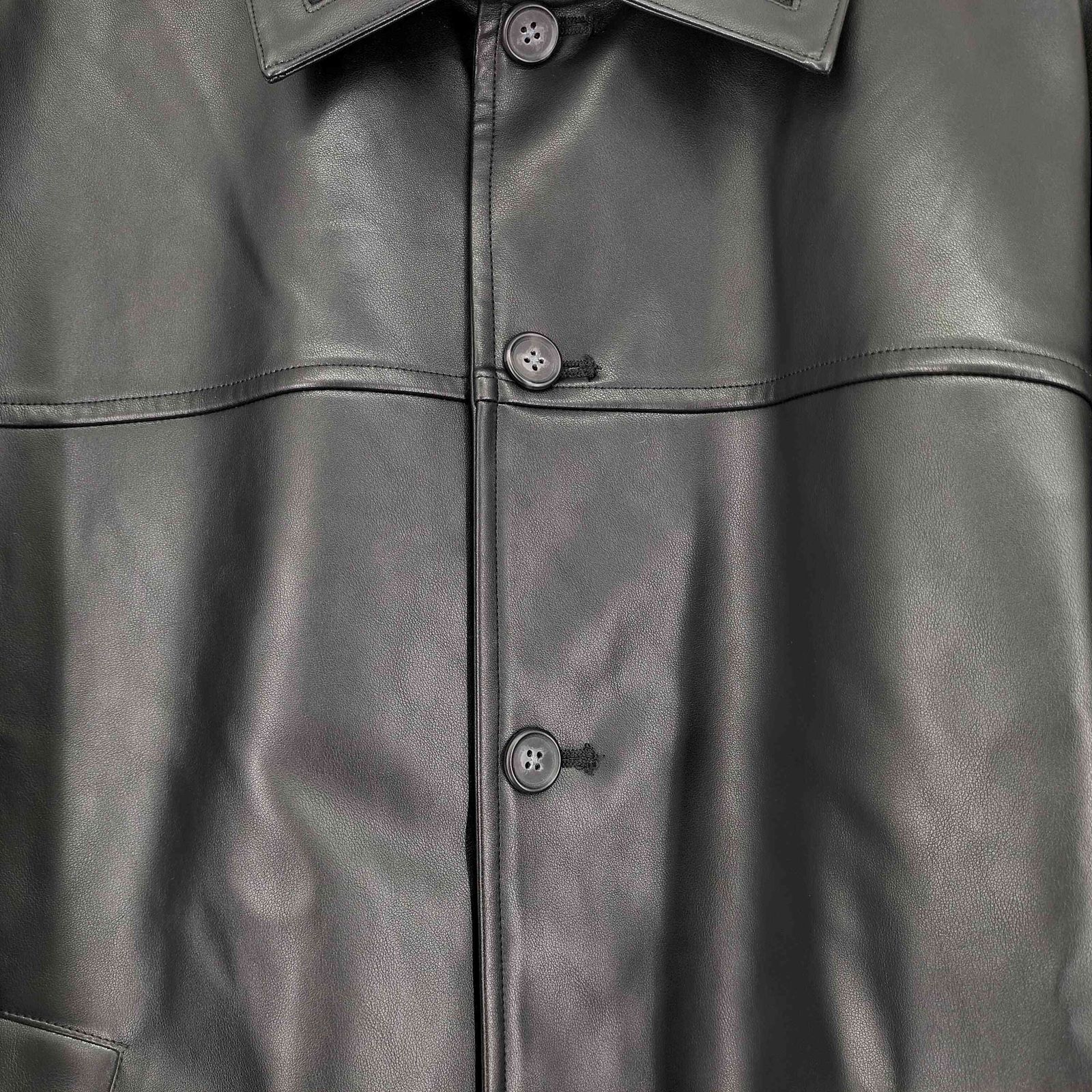 リブカラーフェイクレザージャケット WEB限定】オーバーフェイクレザー