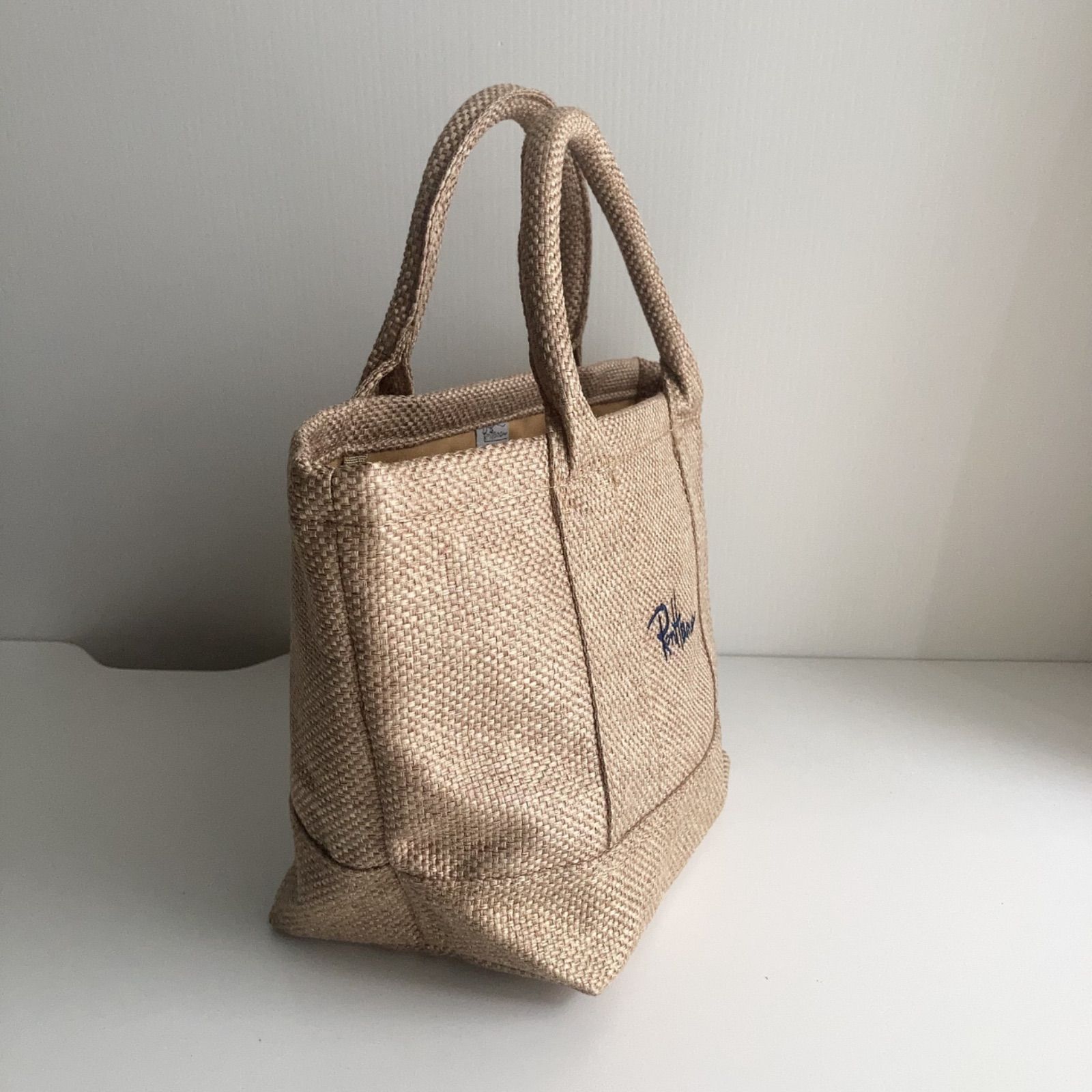 美品★Ron Herman★ロンハーマン★カゴバッグ★トートバッグ★刺繍 Ron Herman ロンハーマン エコバッグ キャンバス 刺繍 ブラック