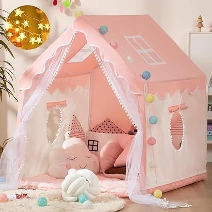 AOSKOキッズゲームテントキッズテント室内プリンセス女の子お城ゲームハウスファミリー小さな家星明かりのついたアウトドアおもちゃハウス誕生日