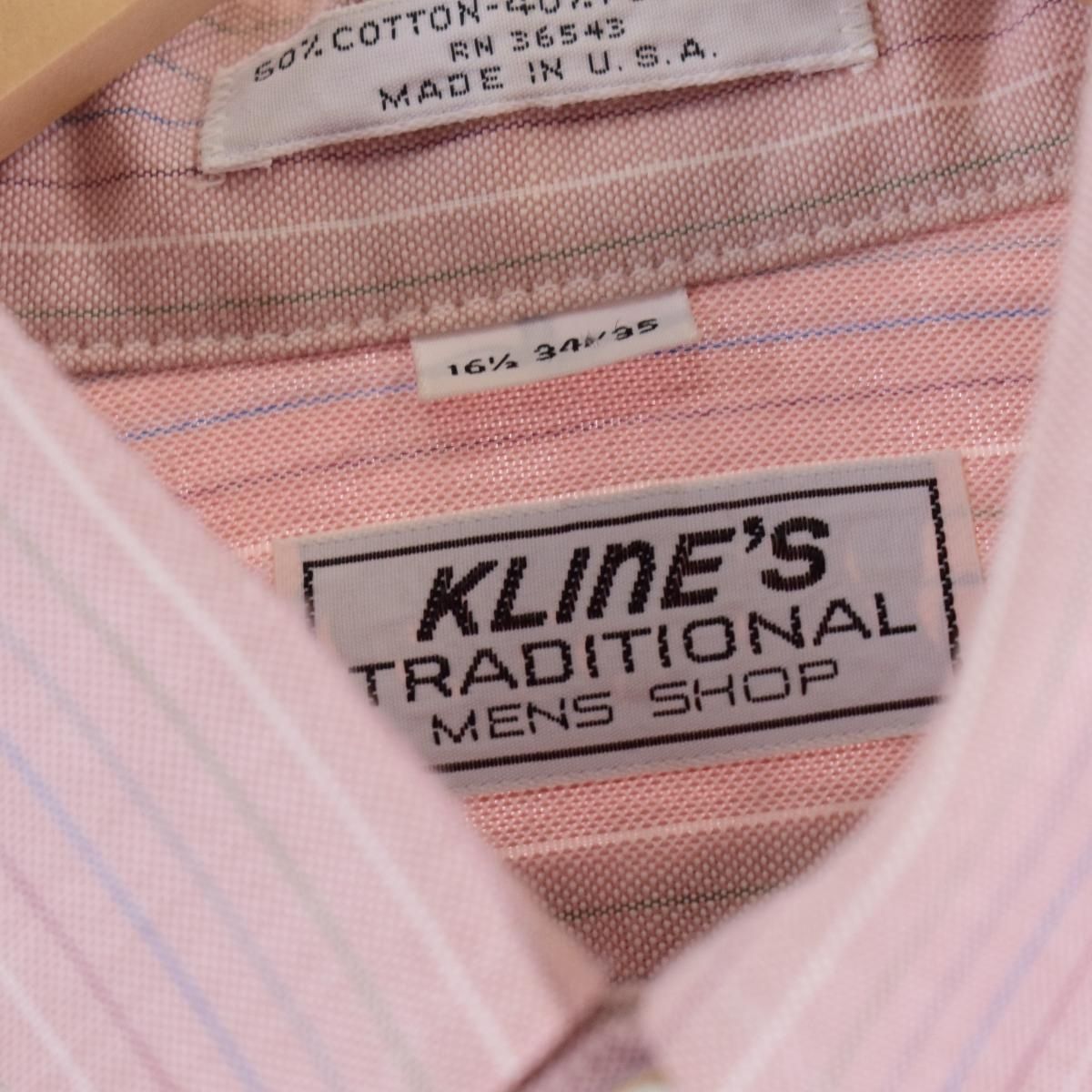 625cm商品名KLINE’S TRADITIONAL 長袖 ボタンダウンストライプシャツ USA製 メンズXL /eaa334456