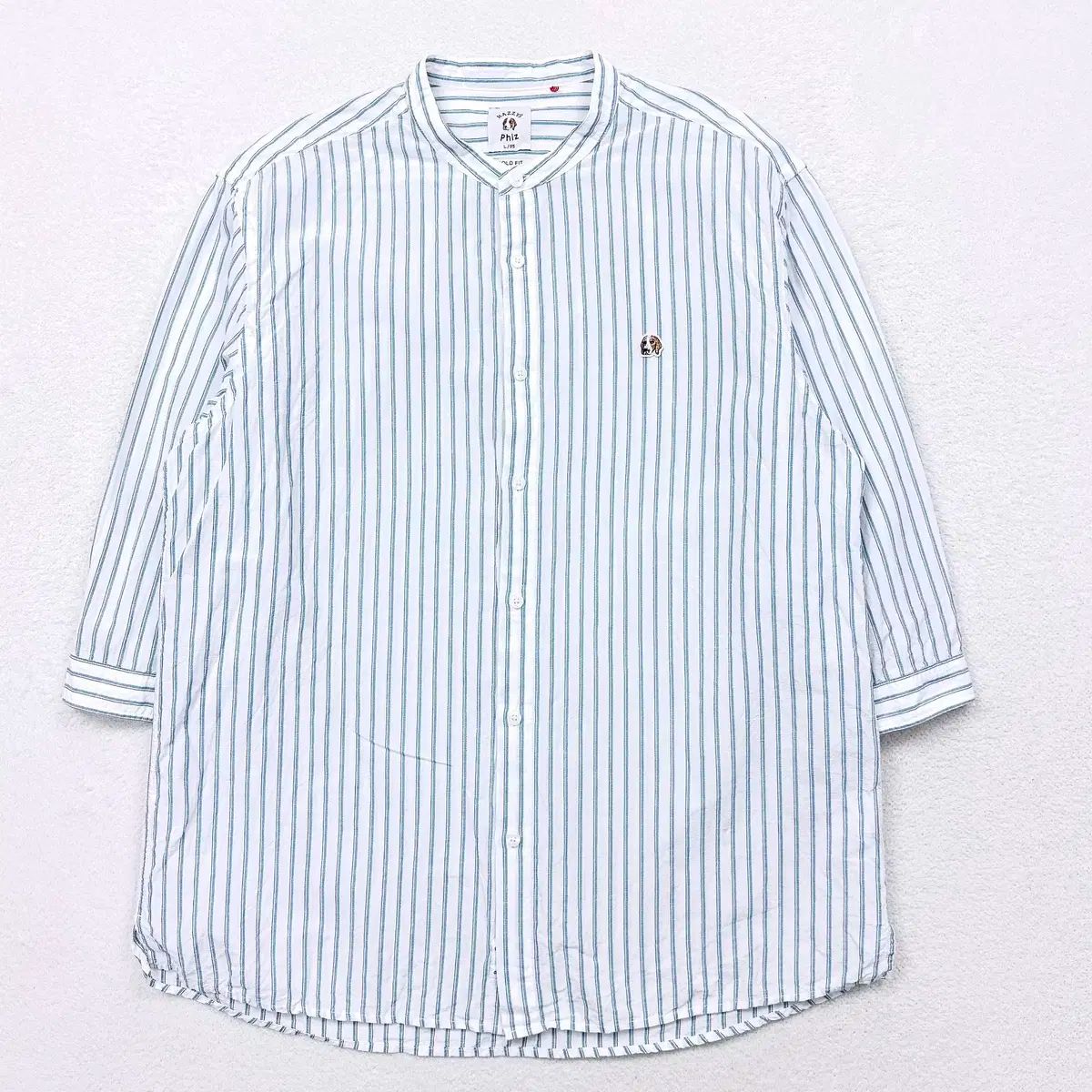 105 HAZZYS(へジス) ストライプ リネン 7 富 シャツ